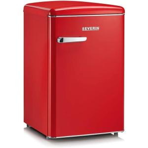 SEVERIN Réfrigérateur Congélateur, Pose libre, Longueur 55 cm, 108L, Classe D, 110 kWh/an, 37 dB, Look rétro, Crème, RKS 8833(Rouge Rétro)