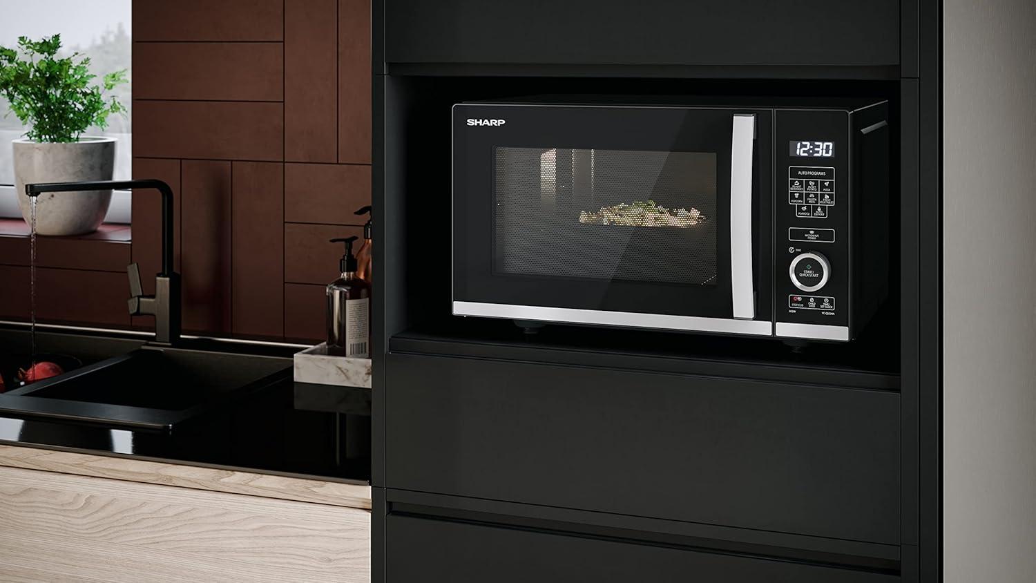 image:imageSharp YCPG254AES four Microondes 25 litres Grill Noir commandes semi numriquesNoir