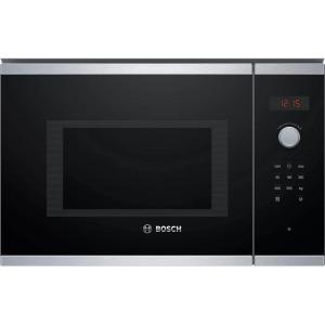 Bosch BFL520MS0 Série 4 – Micro-ondes intégrable, 60 x 38 cm, 21 litres, Inox(Noir  Acier Inoxydable)