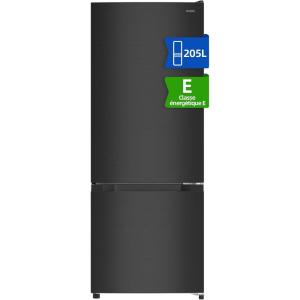 CHIQ Réfrigérateur congélateur FBM205L42-205L (153 + 52),Classe énergétique E, 39 dB, Acier noir, Low frost, Portes réversibles(205L-Low Frost)