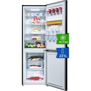 CHIQ Réfrigérateur congélateur FBM205L42-205L (153 + 52),Classe énergétique E, 39 dB, Acier noir, Low frost, Portes réversibles(231L-Noforst)