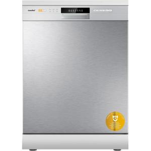 COMFEE&rsquo; CDWPF1201PS Lave-vaisselle Pose Libre, 60 cm, 12 couverts, départ différé, fonction demi-charge, paniers flexibles – Acier Inoxydable, 49 dB, Commande Bouton