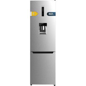 Cecotec Réfrigérateur Combiné 2 Portes Bolero CoolMarket Combi 322 White E. 322 L, Hauteur 185 cm et Largeur 60 cm, Basse Consommation, Système Multi Air Flow, Total No Frost et 2 Tiroirs.(Inox | Distributeur D&rsquo;eau)