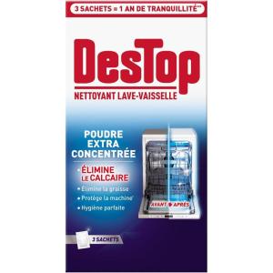 Destop Nettoyant Lave Vaisselle Anti Calcaire Sachet Extra-Concentré – 3 Sachets