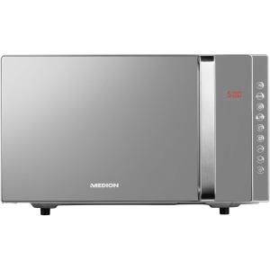 MEDION Micro-onde 3en1 avec gril et air chaud combiné (23L, 800W, 1200 W gril/air chaud, 10 programmes automatiques, 5 niveaux de puissance, mode décongeler, design miroir, MD17495) argent