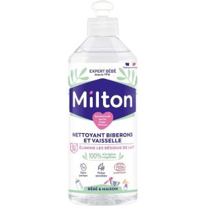 MILTON Liquide Nettoyant pour Biberon, tétines, accessoires de Bebe et vaisselle | Hypoallergénique |Testé Dermatologiquement |500 ml|(Blanc)