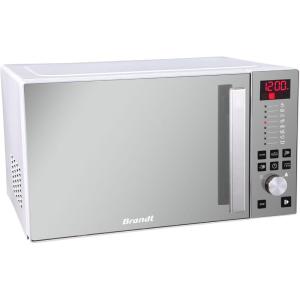 BRANDT – SE2616W – Micro-ondes Solo Electronique 26L – 900W – Autoprogramme 8 positions – 3 mémoires – Programme Speed Defrost – Façade miroir – Cavité énamelite – Blanc(Blanc)