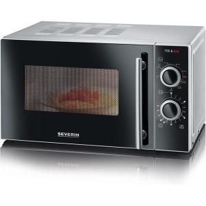 SEVERIN Four à micro-ondes 28 L, – 900 W pour décongeler, chauffer et réchauffer, – avec 5 niveaux de puissance, Minuteur 35 min, Plateau tournant (Ø 31,5 cm), Argent, MW 7772(Noir / Inox)