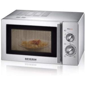 SEVERIN Four à micro-ondes 28 L, – 900 W pour décongeler, chauffer et réchauffer, – avec 5 niveaux de puissance, Minuteur 35 min, Plateau tournant (Ø 31,5 cm), Argent, MW 7772(Inox)
