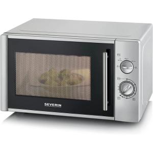 SEVERIN Four à micro-ondes 28 L, – 900 W pour décongeler, chauffer et réchauffer, – avec 5 niveaux de puissance, Minuteur 35 min, Plateau tournant (Ø 31,5 cm), Argent, MW 7772(Argent)