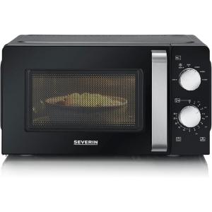 SEVERIN Four à micro-ondes 28 L, – 900 W pour décongeler, chauffer et réchauffer, – avec 5 niveaux de puissance, Minuteur 35 min, Plateau tournant (Ø 31,5 cm), Argent, MW 7772(Noir)