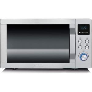SEVERIN Four à micro-ondes 30 L, 2 500 W, avec fonction gril et chaleur tournante, avec 5 niveaux de puissance, 10 programmes automatiques, Inox/Noir, MW 7775(Inox)