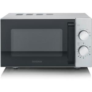 Severin Four Micro-ondes, 20 L, jusqu’à 800 W, 6 niveaux de puissance, Fond plat en verre, Gris, MW 9184(Gris / Noir)