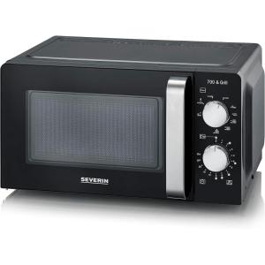 Severin Four Micro-ondes, 20 L, jusqu’à 800 W, 6 niveaux de puissance, Fond plat en verre, Gris, MW 9184(Noir)