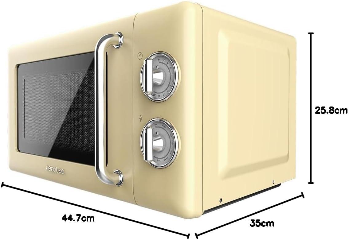 image:imageCecotec MicroOndes Mcanique Proclean 3010 Retro Vert 20 L 700 W en 6 niveaux minuterie jusqu 30 minutes mode dgivrage design vert vintage finitions en acierJaune