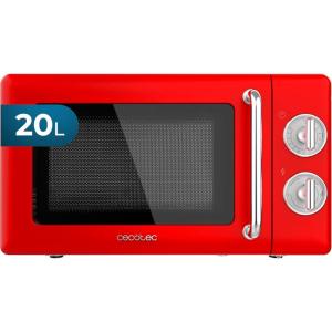 Cecotec Micro-Ondes Mécanique Proclean 3010 Retro Vert. 20 L, 700 W en 6 niveaux, minuterie jusqu&rsquo;à 30 minutes, mode dégivrage, design vert vintage, finitions en acier.(Rouge)
