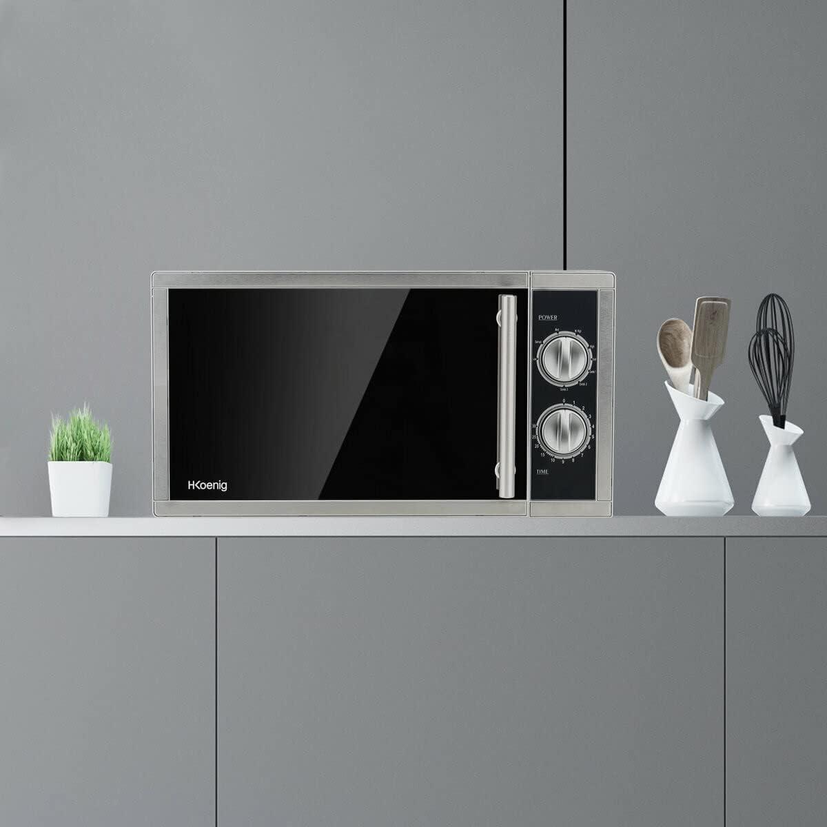 imageHKoenig VIO2 Microondes multifonction compact 20L 700W Plateau tournant 245cm 6 niveaux de puissance Dconglation express Minuterie jusqu 60 min Design miroir noirVIO7