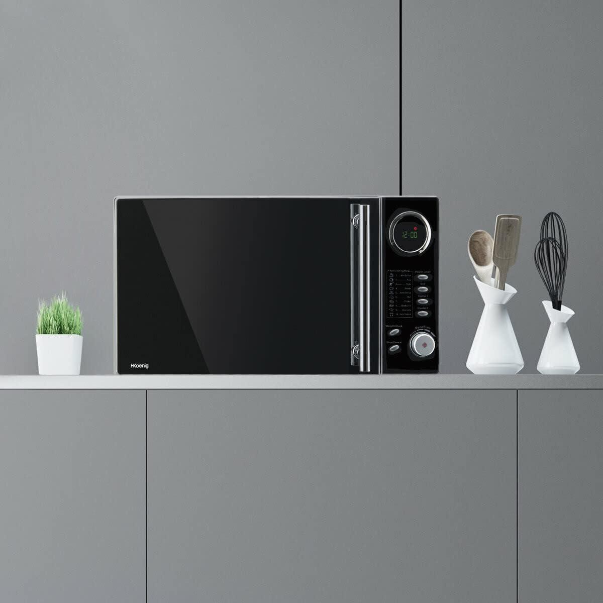 imageHKoenig VIO2 Microondes multifonction compact 20L 700W Plateau tournant 245cm 6 niveaux de puissance Dconglation express Minuterie jusqu 60 min Design miroir noirVIO9
