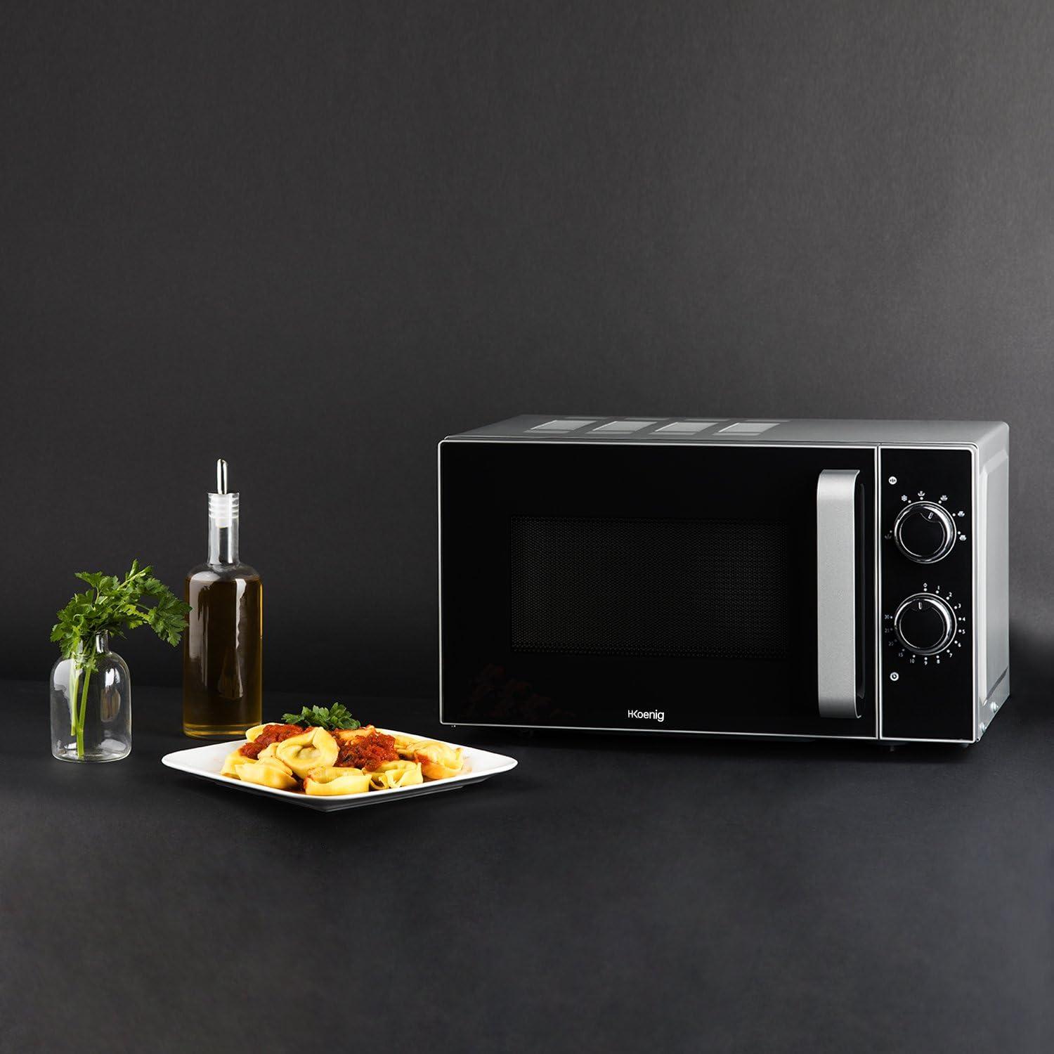 imageHKoenig VIO2 Microondes multifonction compact 20L 700W Plateau tournant 245cm 6 niveaux de puissance Dconglation express Minuterie jusqu 60 min Design miroir noirVIO4