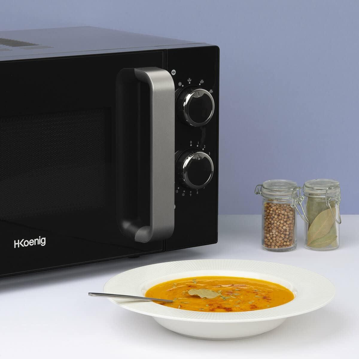 imageHKoenig VIO2 Microondes multifonction compact 20L 700W Plateau tournant 245cm 6 niveaux de puissance Dconglation express Minuterie jusqu 60 min Design miroir noirVIO8