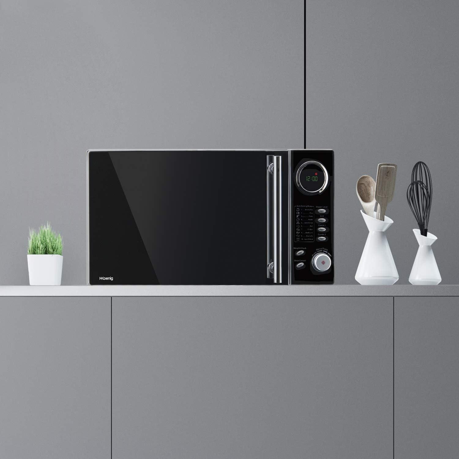 imageHKoenig VIO2 Microondes multifonction compact 20L 700W Plateau tournant 245cm 6 niveaux de puissance Dconglation express Minuterie jusqu 60 min Design miroir noirVIO9