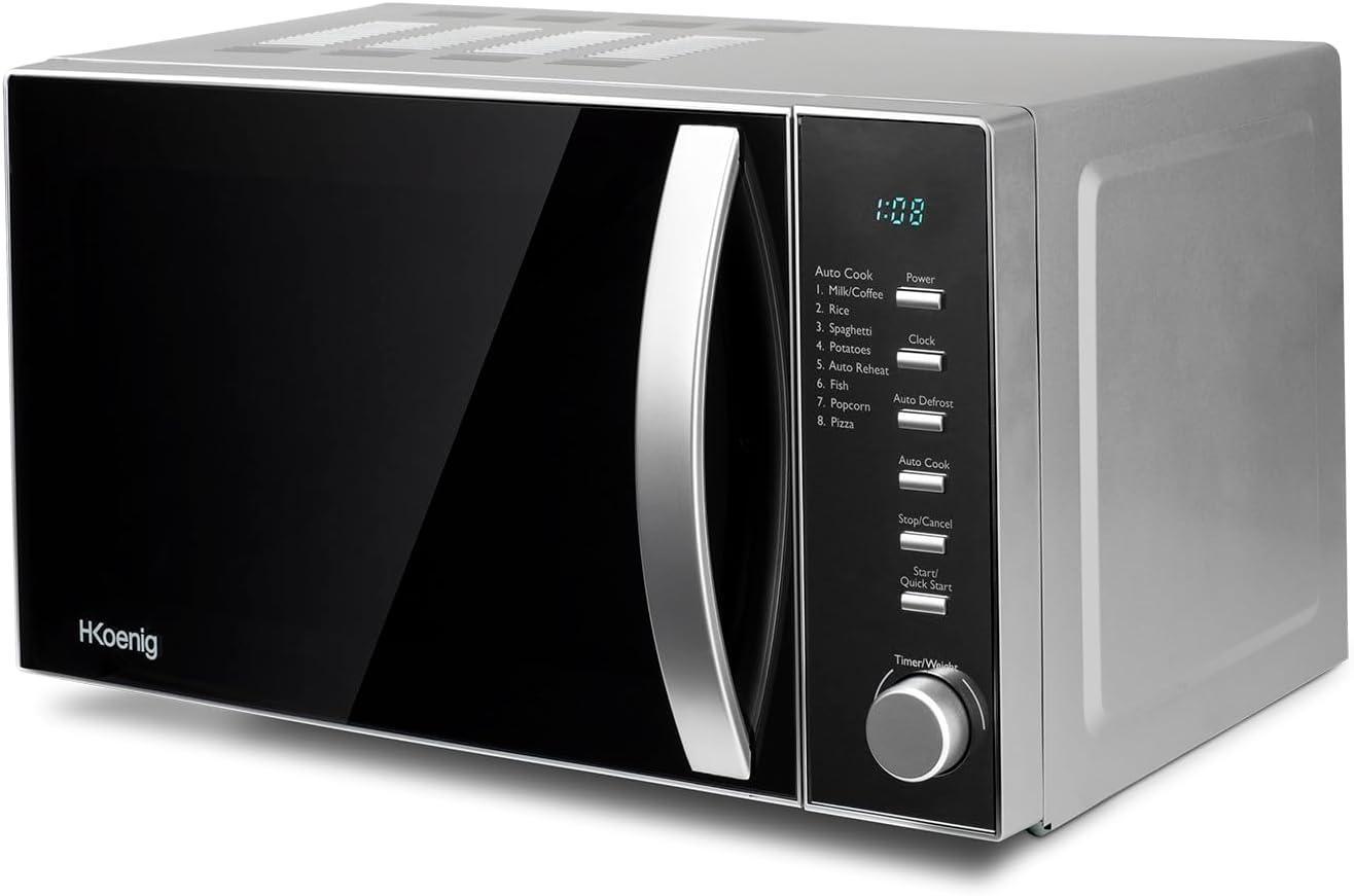 imageHKoenig VIO2 Microondes multifonction compact 20L 700W Plateau tournant 245cm 6 niveaux de puissance Dconglation express Minuterie jusqu 60 min Design miroir noirVIO2