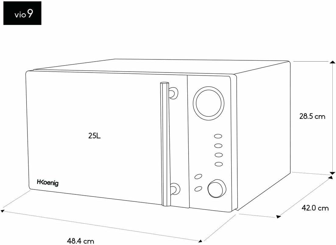 imageHKoenig VIO2 Microondes multifonction compact 20L 700W Plateau tournant 245cm 6 niveaux de puissance Dconglation express Minuterie jusqu 60 min Design miroir noirVIO9