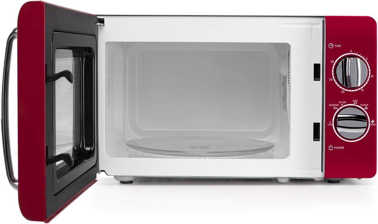 imageOrbegozo MI2020 Four microondes 20 l de capacit 6 niveaux de fonctionnement minuterie jusqu 30 min modle vintage 700 W acier rouge