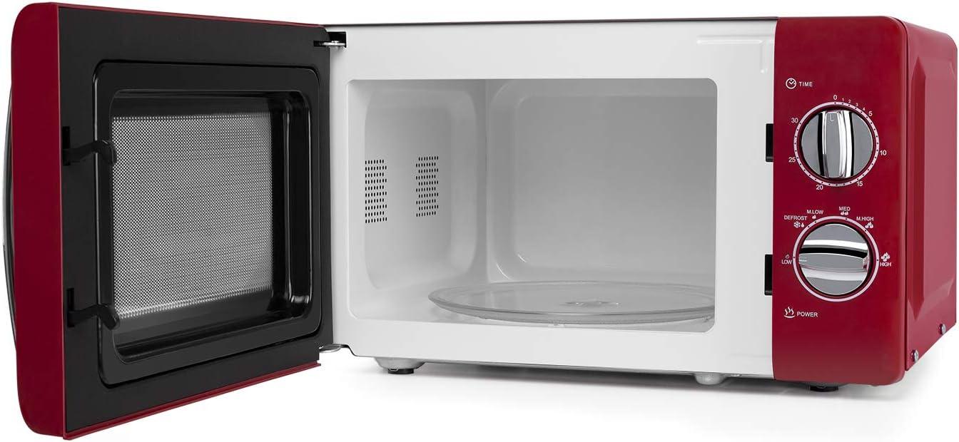imageOrbegozo MI2020 Four microondes 20 l de capacit 6 niveaux de fonctionnement minuterie jusqu 30 min modle vintage 700 W acier rouge