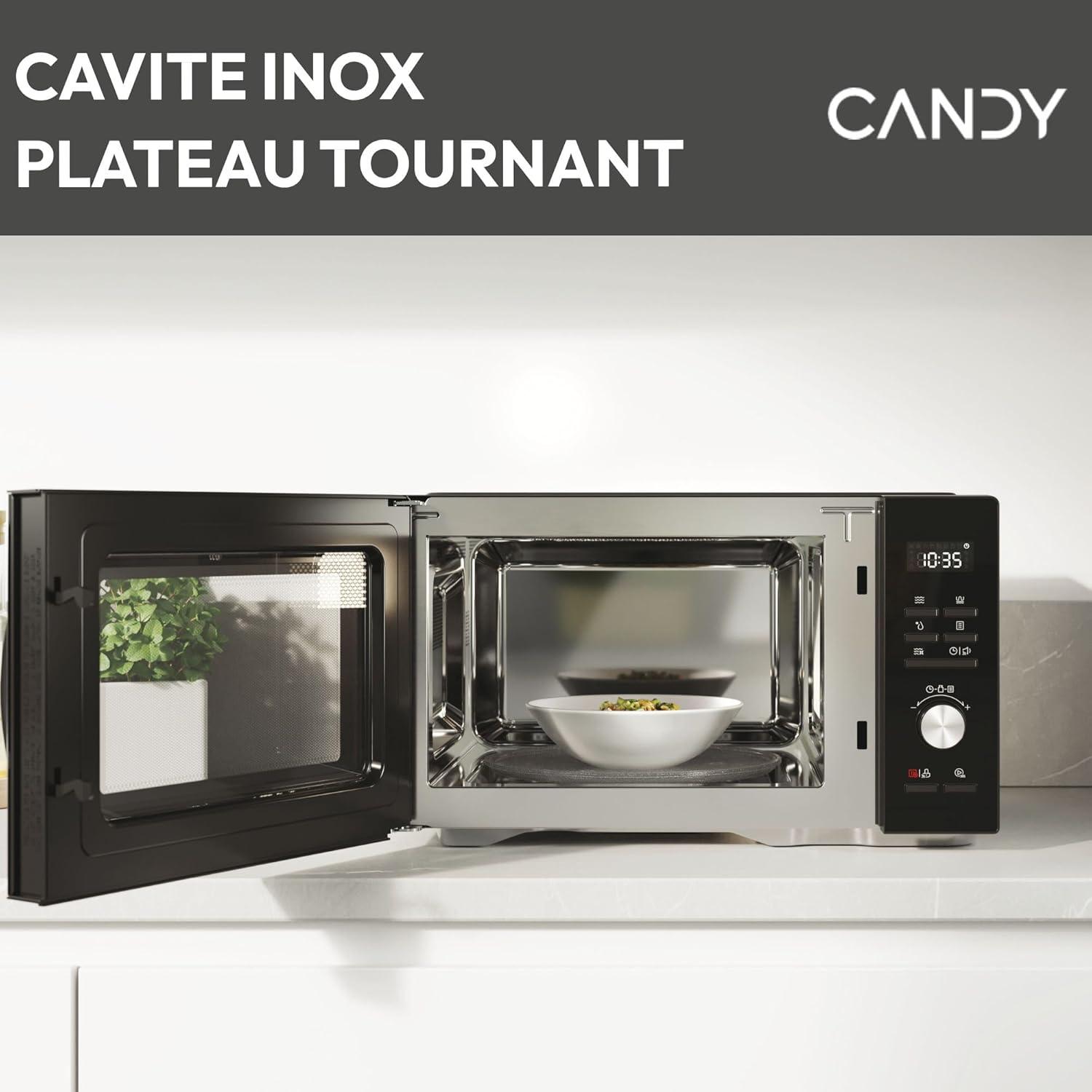 imageCandy CMGA31EDLB Four Microondes Gril Quartz 1000W Grande Capacit 31L Recettes Automatiques Fonction Gril Nettoyage Auto Programmateur digital Fonction dconglation Noir SilverGRIL 31L DIGITAL Noir Argent