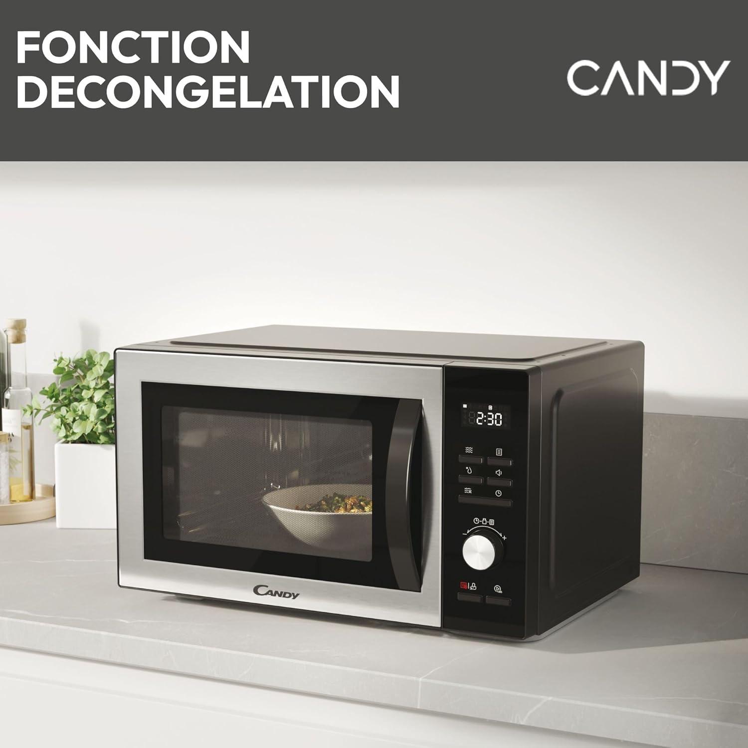 imageCandy CMGA31EDLB Four Microondes Gril Quartz 1000W Grande Capacit 31L Recettes Automatiques Fonction Gril Nettoyage Auto Programmateur digital Fonction dconglation Noir Silver32L DIGITAL Noir Argent