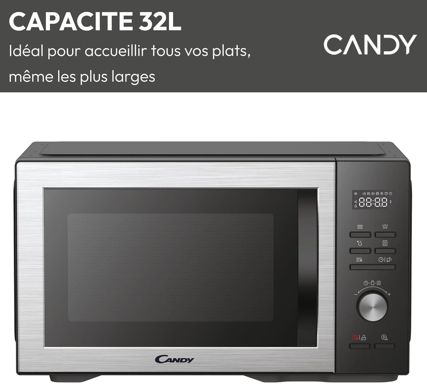 imageCandy CMGA31EDLB Four Microondes Gril Quartz 1000W Grande Capacit 31L Recettes Automatiques Fonction Gril Nettoyage Auto Programmateur digital Fonction dconglation Noir SilverGRIL 31L DIGITAL Noir Argent
