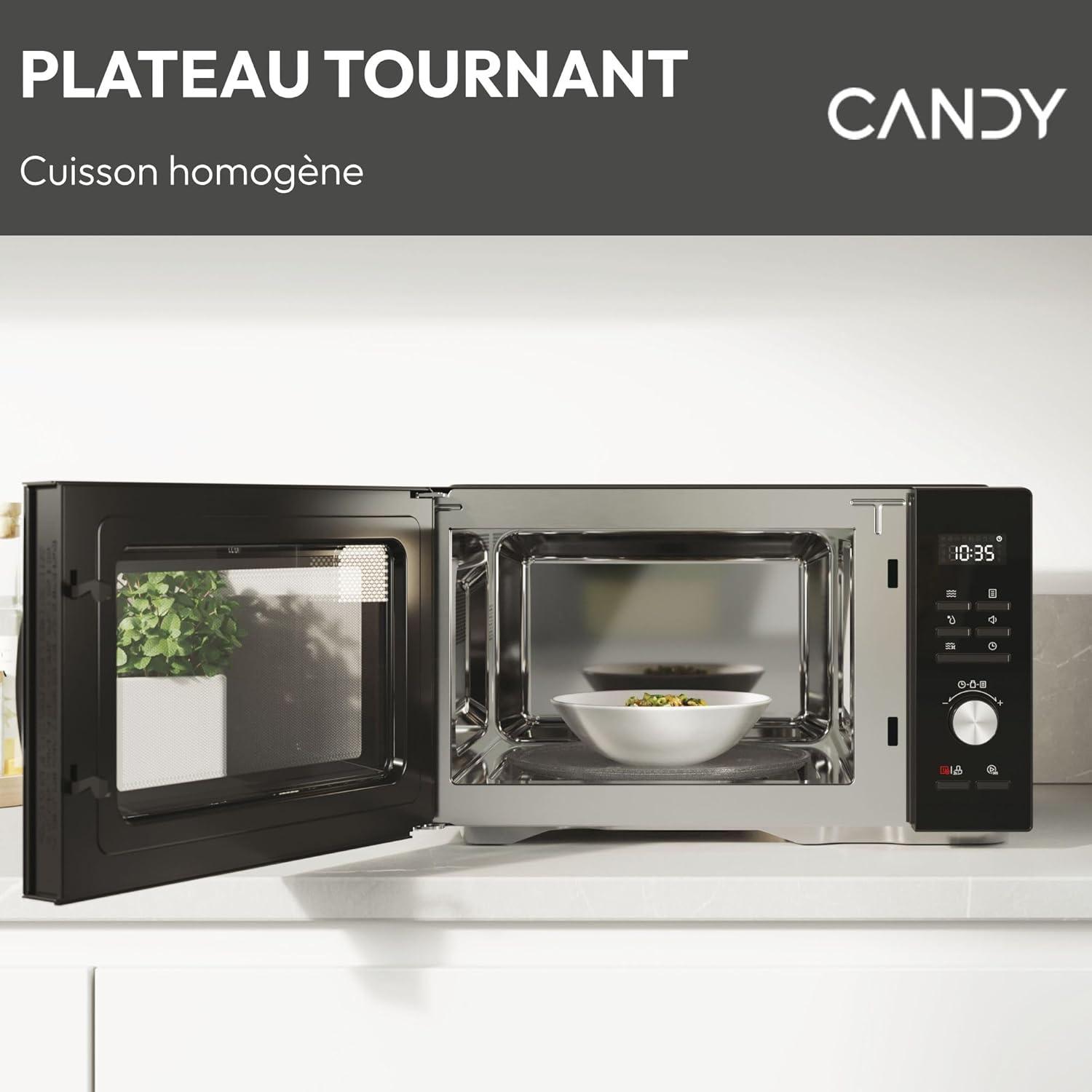 imageCandy CMGA31EDLB Four Microondes Gril Quartz 1000W Grande Capacit 31L Recettes Automatiques Fonction Gril Nettoyage Auto Programmateur digital Fonction dconglation Noir Silver32L DIGITAL Noir Argent