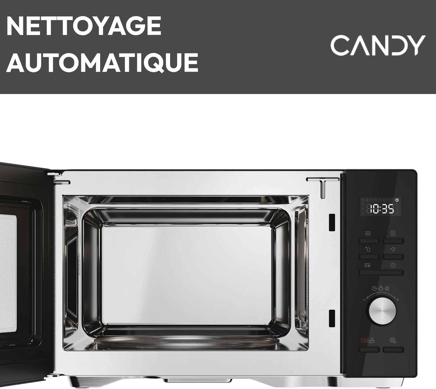 imageCandy CMGA31EDLB Four Microondes Gril Quartz 1000W Grande Capacit 31L Recettes Automatiques Fonction Gril Nettoyage Auto Programmateur digital Fonction dconglation Noir Silver32L DIGITAL Noir Argent