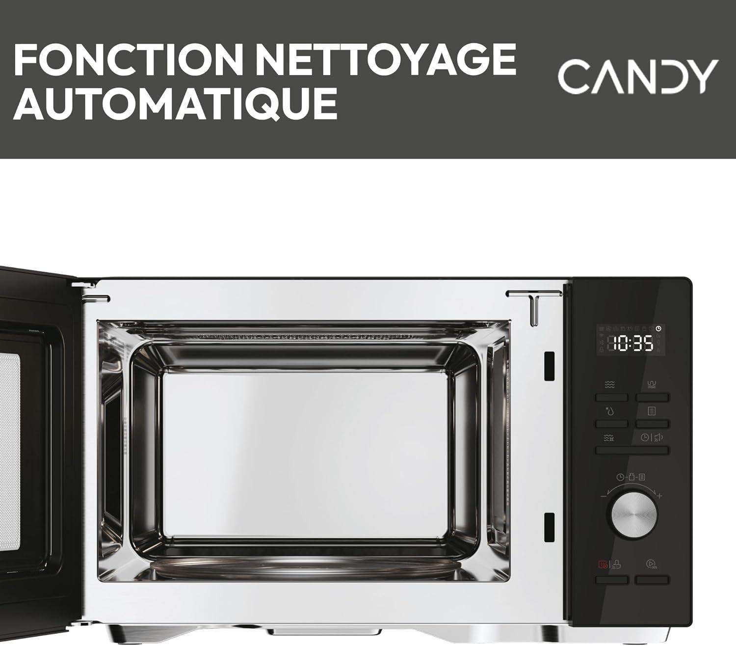 imageCandy CMGA31EDLB Four Microondes Gril Quartz 1000W Grande Capacit 31L Recettes Automatiques Fonction Gril Nettoyage Auto Programmateur digital Fonction dconglation Noir SilverGRIL 31L DIGITAL Noir Argent