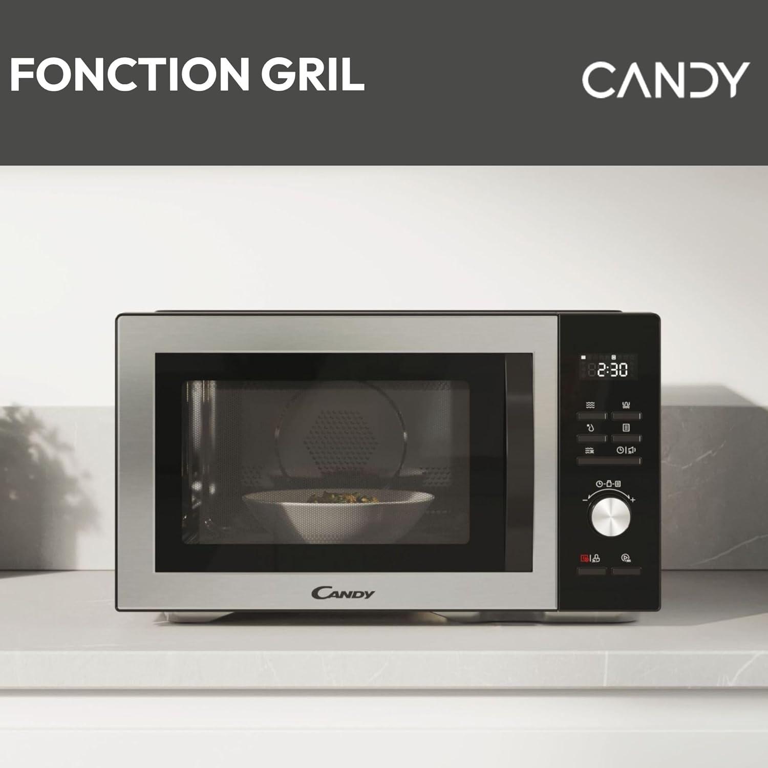 imageCandy CMGA31EDLB Four Microondes Gril Quartz 1000W Grande Capacit 31L Recettes Automatiques Fonction Gril Nettoyage Auto Programmateur digital Fonction dconglation Noir SilverGRIL 31L DIGITAL Noir Argent
