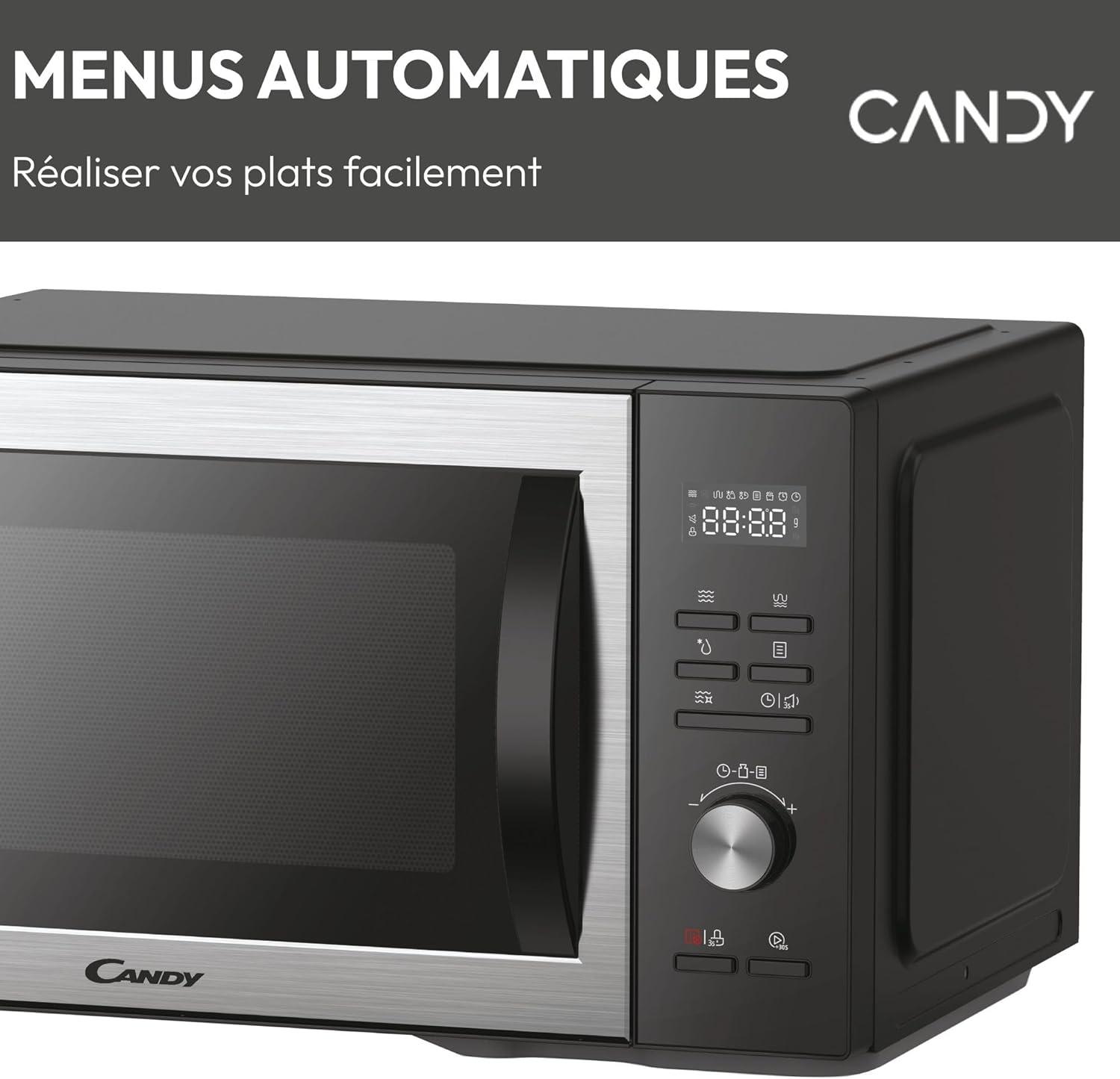 imageCandy CMGA31EDLB Four Microondes Gril Quartz 1000W Grande Capacit 31L Recettes Automatiques Fonction Gril Nettoyage Auto Programmateur digital Fonction dconglation Noir SilverGRIL 31L DIGITAL Noir Argent