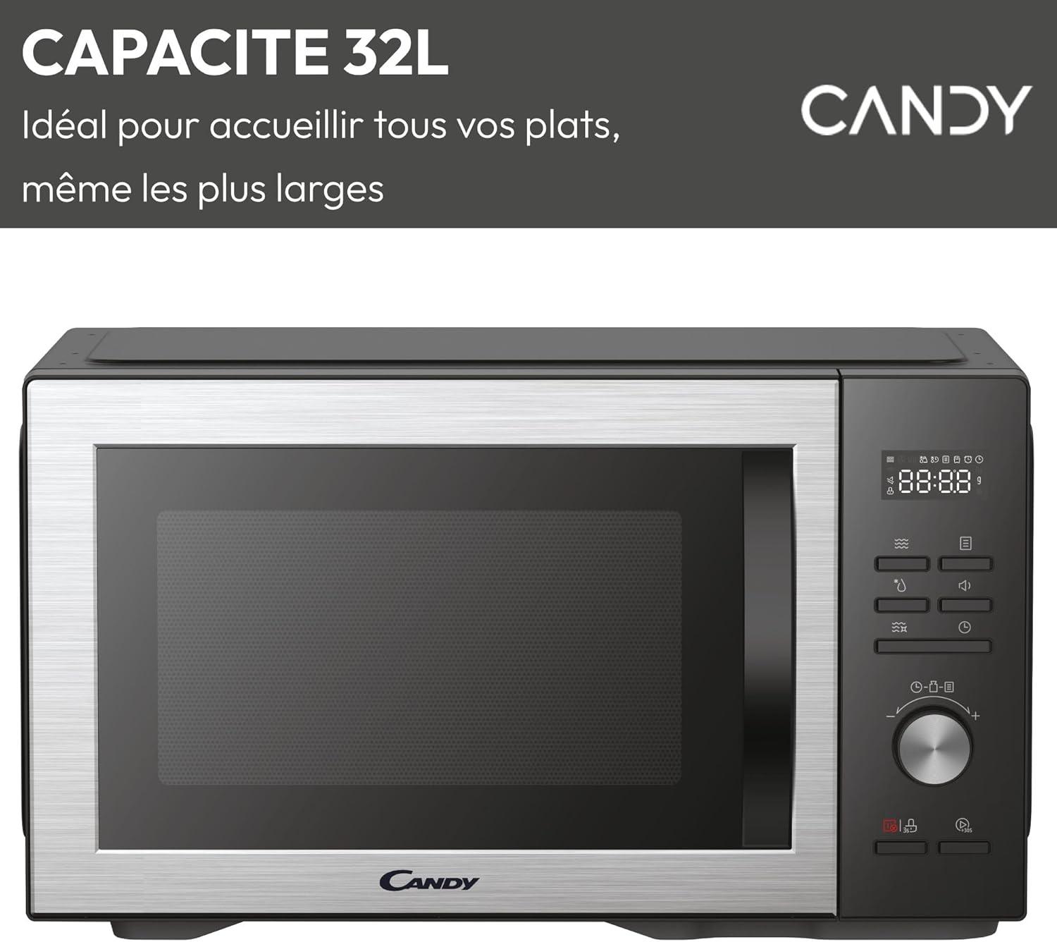 imageCandy CMGA31EDLB Four Microondes Gril Quartz 1000W Grande Capacit 31L Recettes Automatiques Fonction Gril Nettoyage Auto Programmateur digital Fonction dconglation Noir Silver32L DIGITAL Noir Argent