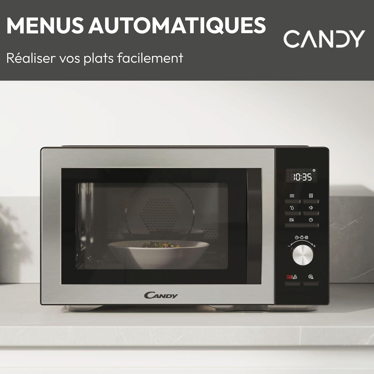 imageCandy CMGA31EDLB Four Microondes Gril Quartz 1000W Grande Capacit 31L Recettes Automatiques Fonction Gril Nettoyage Auto Programmateur digital Fonction dconglation Noir Silver32L DIGITAL Noir Argent