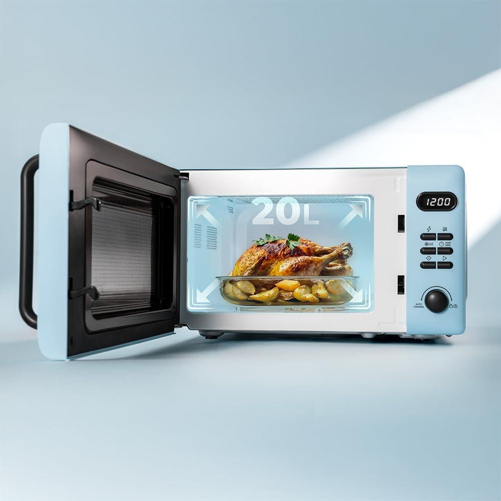 imageCecotec Microondes Digital avec Grill de 20L Proclean 5110 Blue 700W en 6 Niveaux et Grill de 800W Mode Dconglation Signal de Fin de Cuisson Lampe Intrieure Minuteur 30 Design en BleuJaune