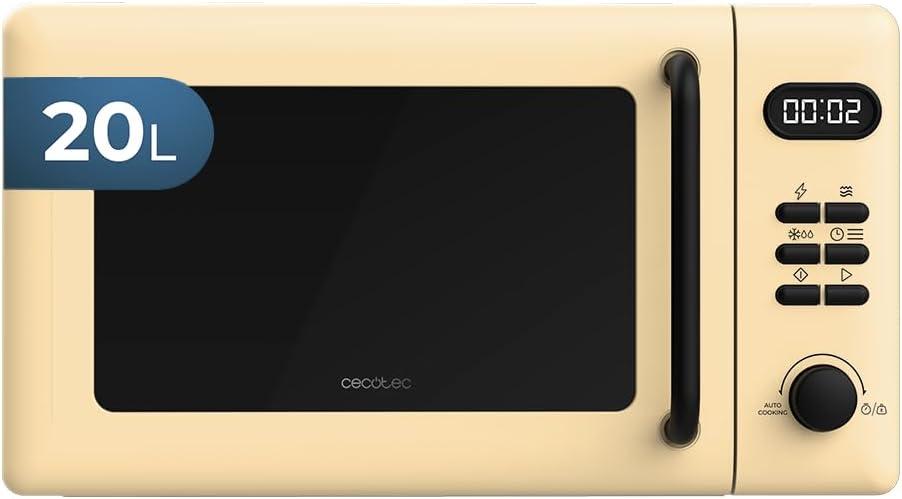 imageCecotec Microondes Digital avec Grill de 20L Proclean 5110 Blue 700W en 6 Niveaux et Grill de 800W Mode Dconglation Signal de Fin de Cuisson Lampe Intrieure Minuteur 30 Design en BleuJaune