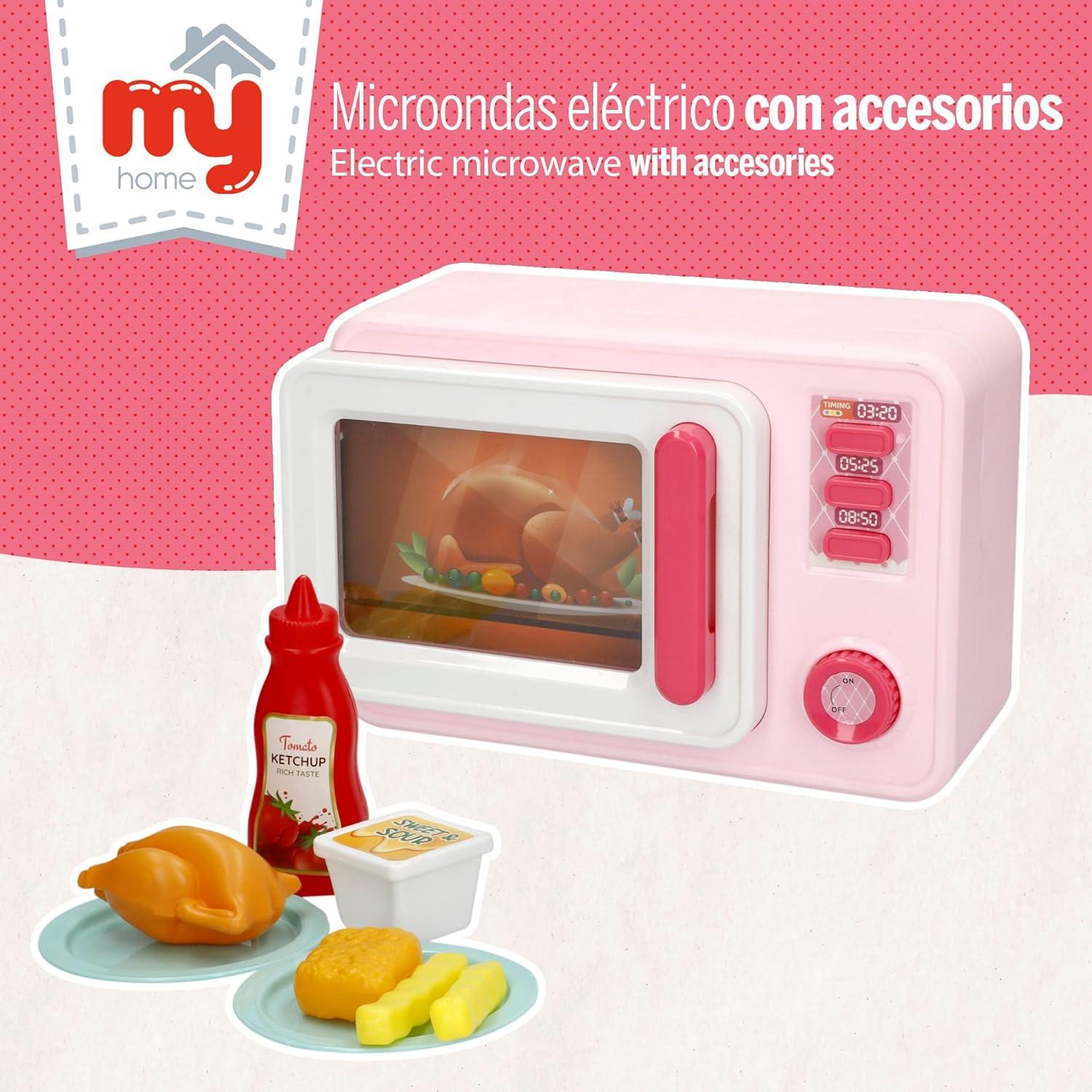 imageColorBaby 39035 My Home Microondes de jeu lumire et son dimensions 20 x 9 x 13 cm avec accessoires jouets symboliques jeu de cuisine jeux pour garons et filles cadeaux pour enfants partir