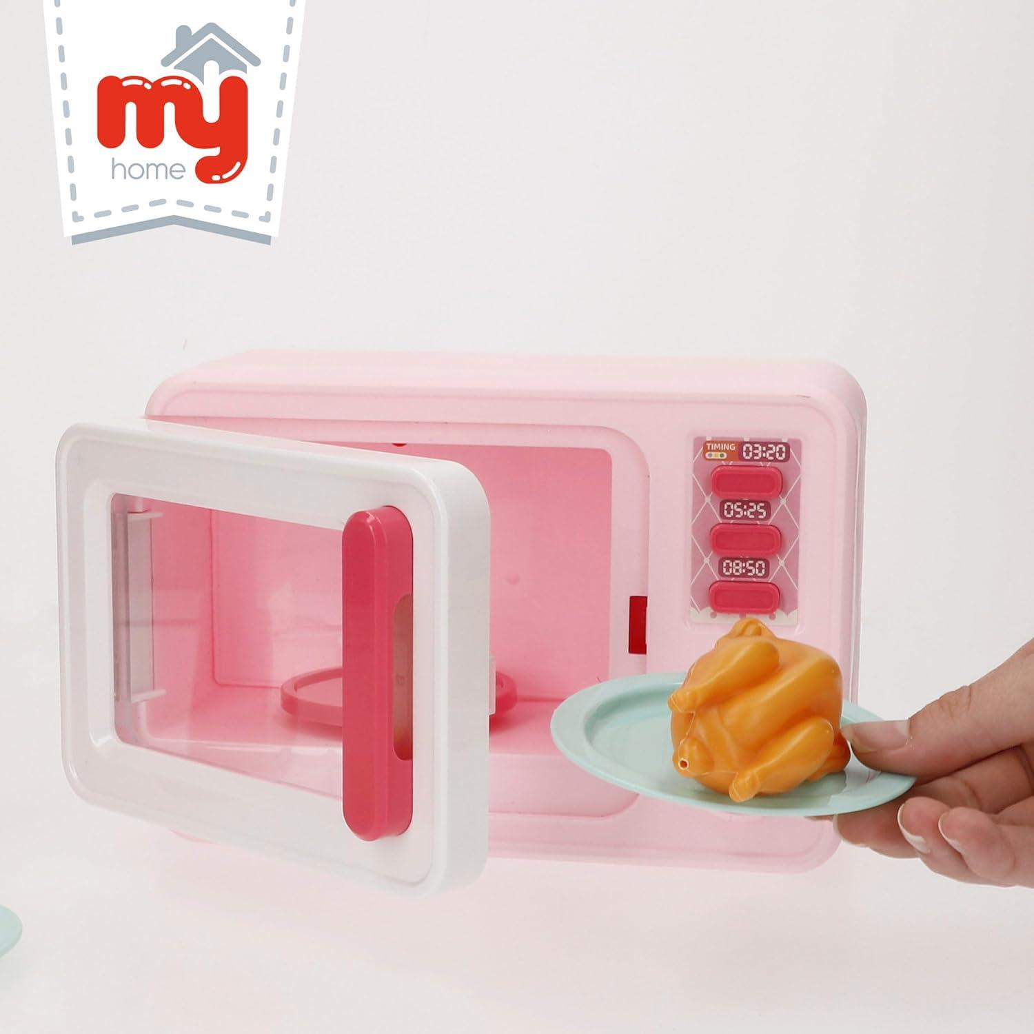 imageColorBaby 39035 My Home Microondes de jeu lumire et son dimensions 20 x 9 x 13 cm avec accessoires jouets symboliques jeu de cuisine jeux pour garons et filles cadeaux pour enfants partir