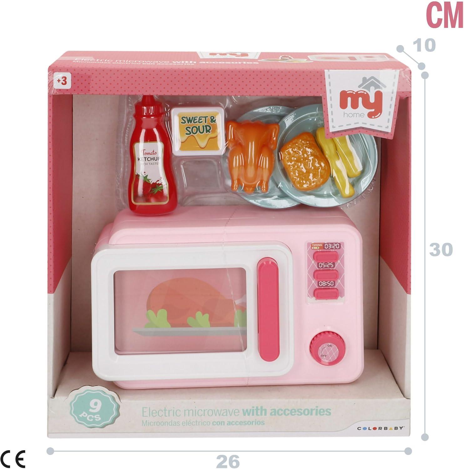 imageColorBaby 39035 My Home Microondes de jeu lumire et son dimensions 20 x 9 x 13 cm avec accessoires jouets symboliques jeu de cuisine jeux pour garons et filles cadeaux pour enfants partir