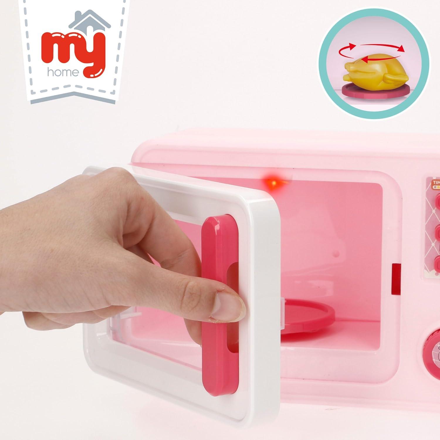 imageColorBaby 39035 My Home Microondes de jeu lumire et son dimensions 20 x 9 x 13 cm avec accessoires jouets symboliques jeu de cuisine jeux pour garons et filles cadeaux pour enfants partir