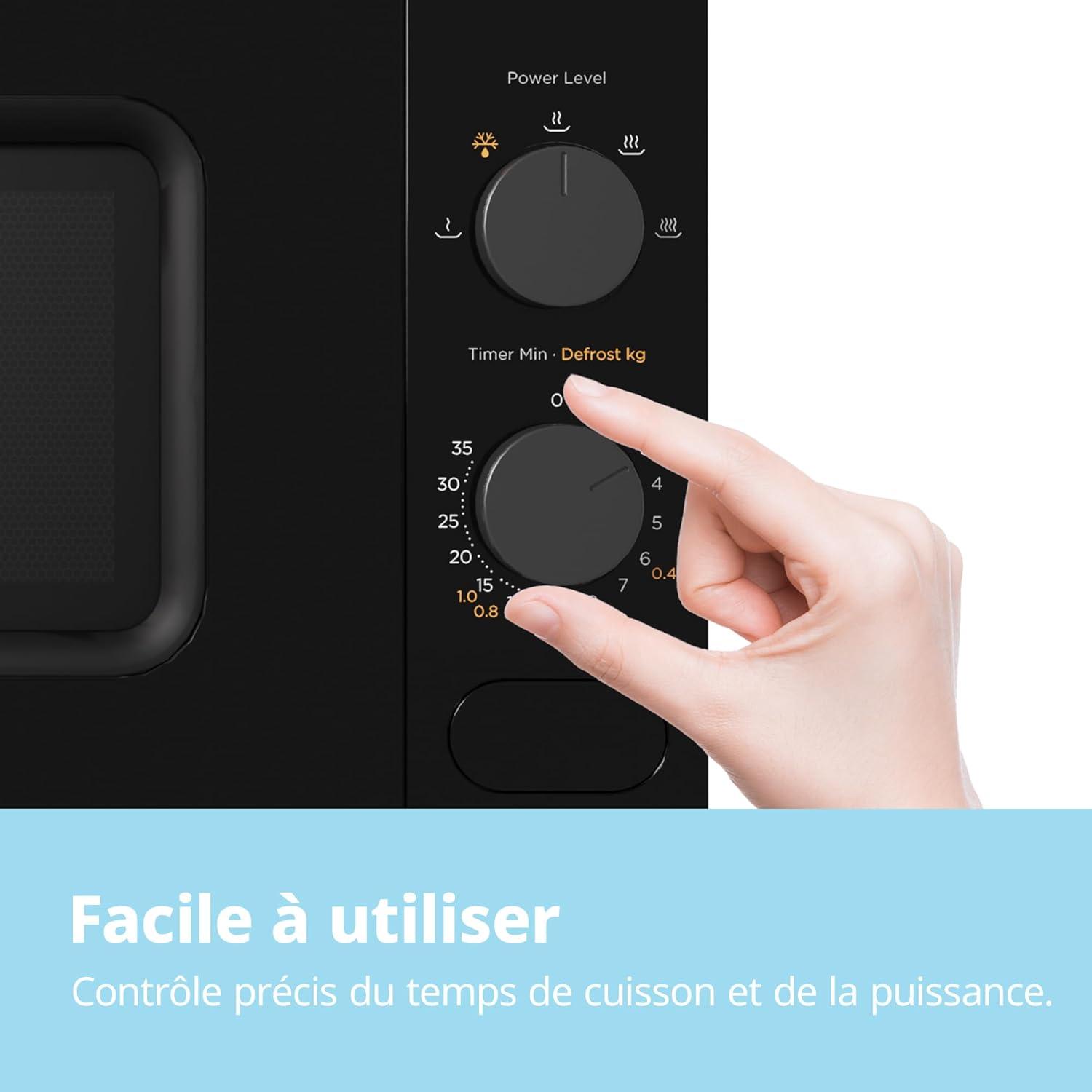 imageComfee CMM202CCWH Four microondes compact avec la capacit de 20 litres 700 W avec Commande manuelle Convenable pour petites cuisines 5 niveaux de puissance Dge rapide Blanc20l Noir