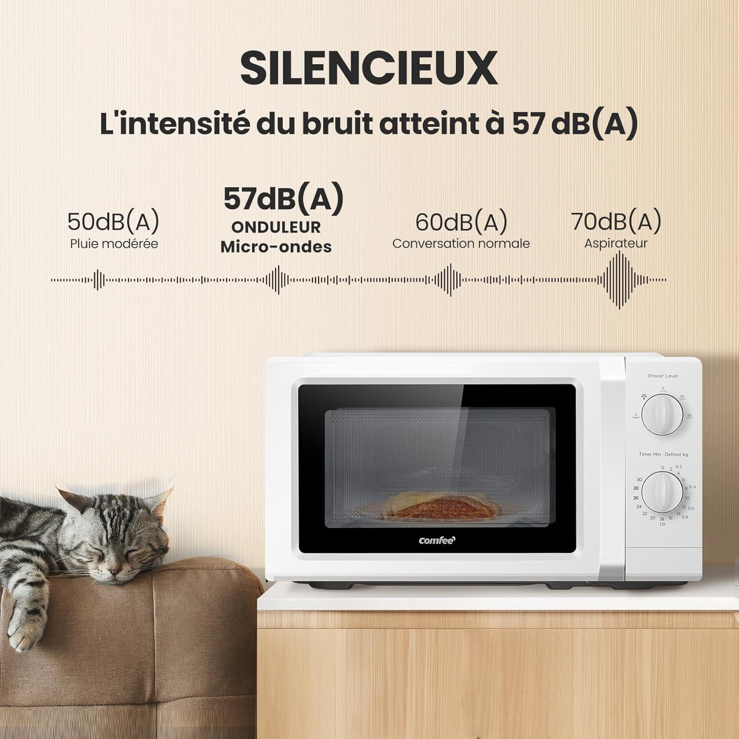 imageComfee CMM202CCWH Four microondes compact avec la capacit de 20 litres 700 W avec Commande manuelle Convenable pour petites cuisines 5 niveaux de puissance Dge rapide Blanc19l Blanc