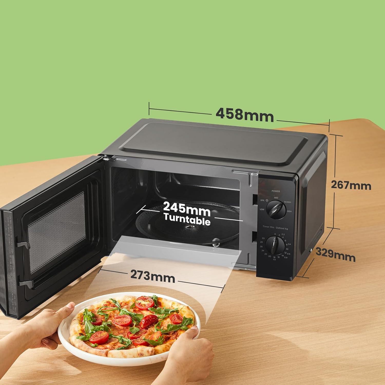 imageComfee CMM202CCWH Four microondes compact avec la capacit de 20 litres 700 W avec Commande manuelle Convenable pour petites cuisines 5 niveaux de puissance Dge rapide Blanc19l Noir