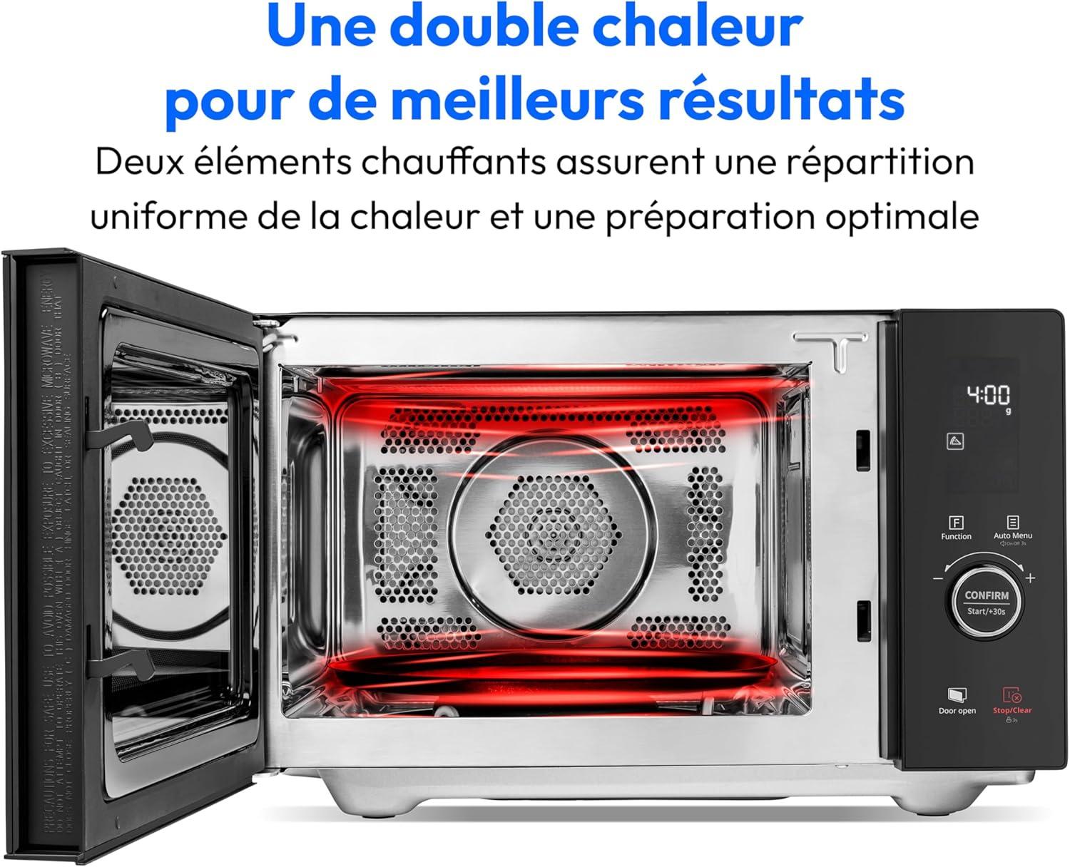 imageMEDION Microondes avec gril et air chaud 23 litres 900 watts 1000 watts gril 1680 watts fonction air chaud 11 programmes automatiques 5 niveaux de puissance fonction dconglation inox MD12025 Liter
