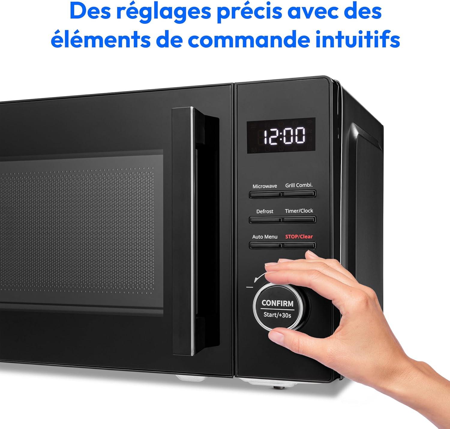 imageMEDION Microondes avec gril et air chaud 23 litres 900 watts 1000 watts gril 1680 watts fonction air chaud 11 programmes automatiques 5 niveaux de puissance fonction dconglation inox MD12020 Liter